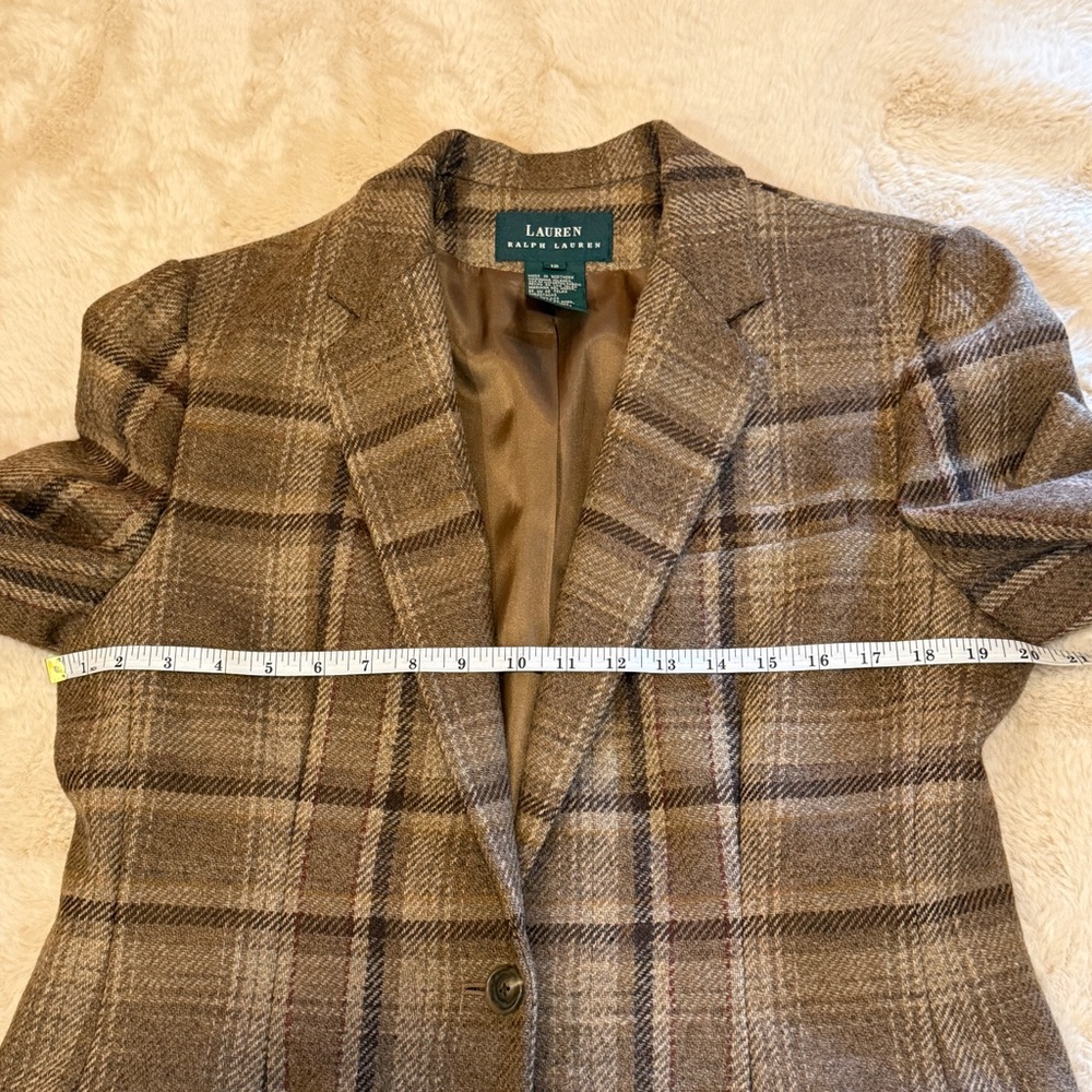 Lauren Ralph Lauren Brown Plaid Wool Blazer Jacket - Picture 5 of 10